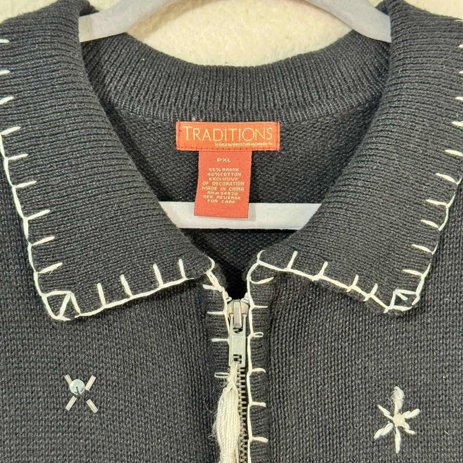 Great Northwest Traditions Holiday Snowman Embroidery Cardigan Sweater Petite XL - Image 9