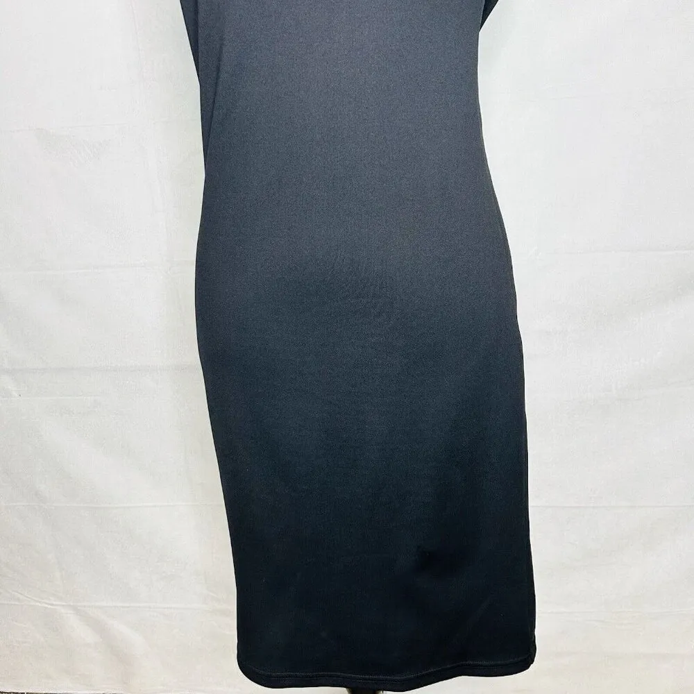 Anthropologie Minuet One Shoulder Black Bodycon Mini Dress Size S Lined Ruffled - Image 3