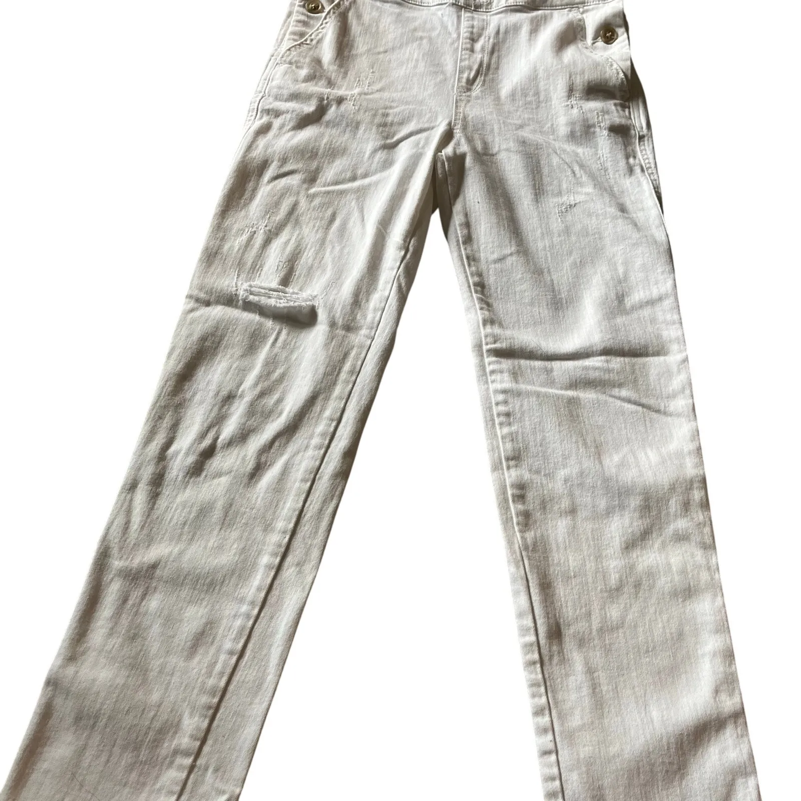 Pilcro & The Letterpress Overalls Women's 25 Off White Denim‎ Anthropologie Farm - Image 3