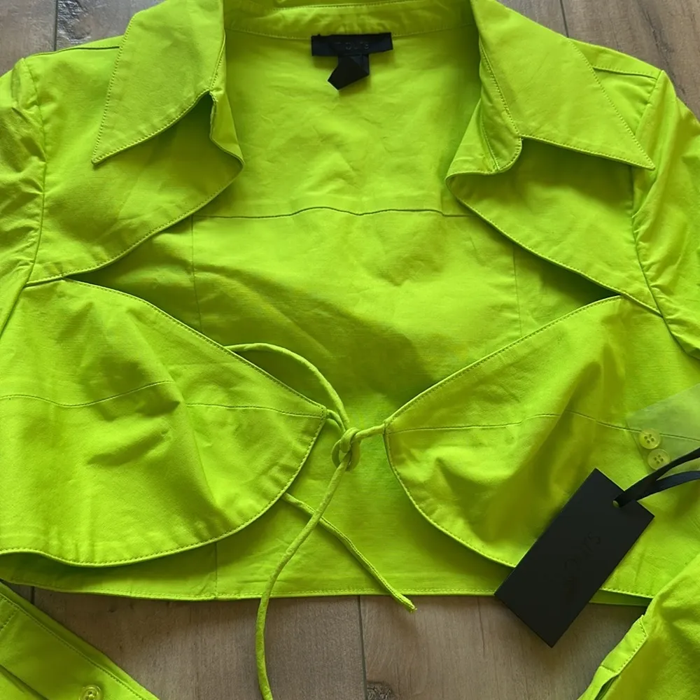 NWT Revolve H:ours Nadia Crop Blouse Acid Lime Green Sz S - Image 8