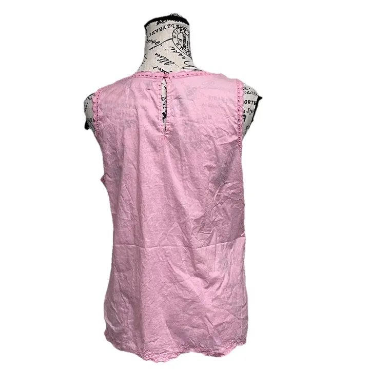 GAP Pink Embroidered Eyelet Tank Top Women’s M Sheer Cotton Blouse Y2K Preppy - Image 6