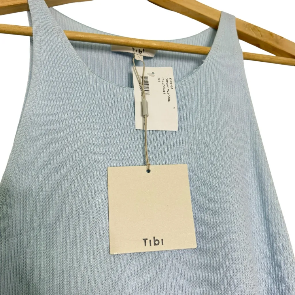 Tibi Cotton Viscose Stretch Sweater Cami Dress Baby Blue Tuckernuck - Image 6