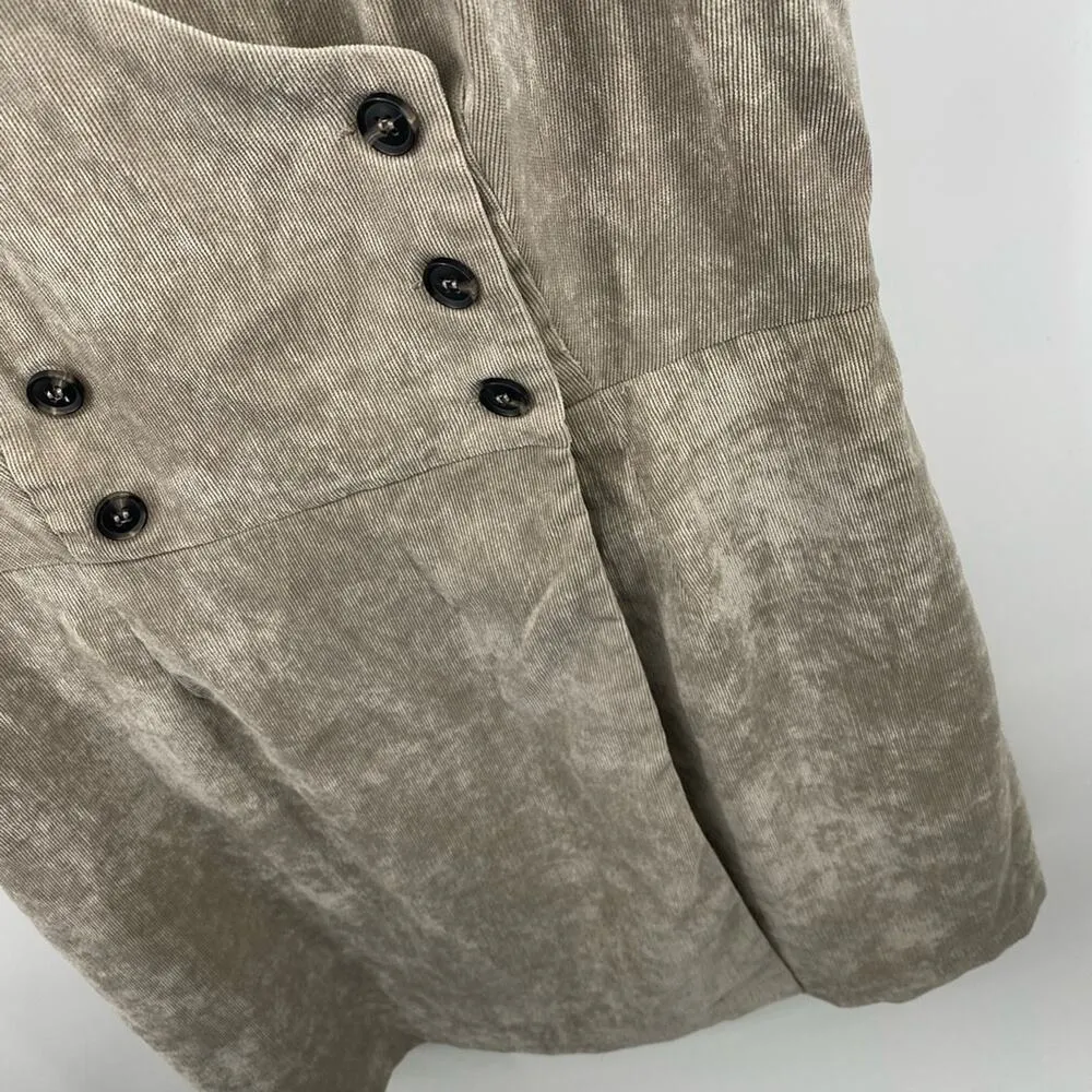Lulus Benton Light Grey Corduroy Button-Up Sleeveless Mini Dress Deep V Sz Large - Image 12