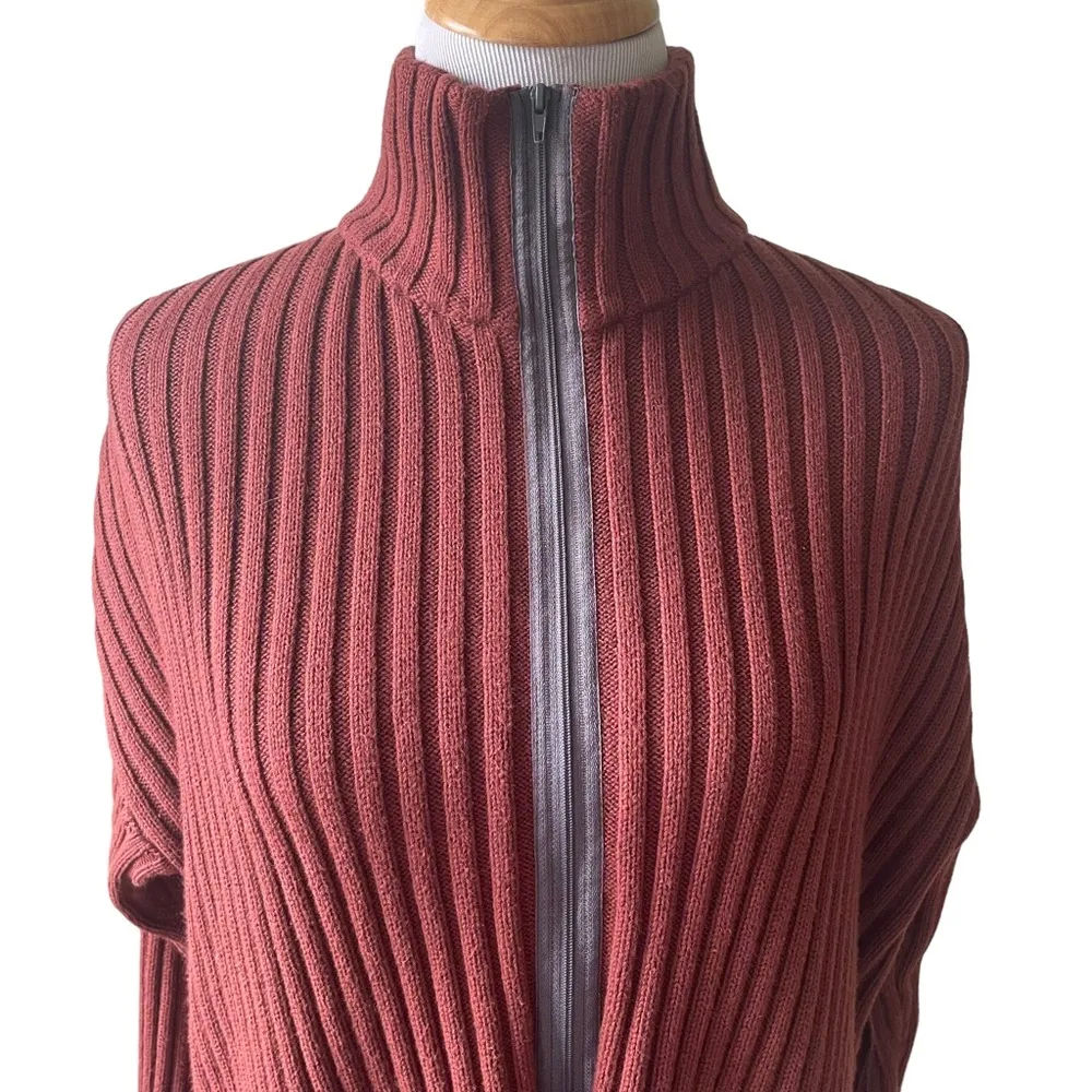 Bryn Walker Copper Brown Ribbed Zip Sweater Small - Image 49
