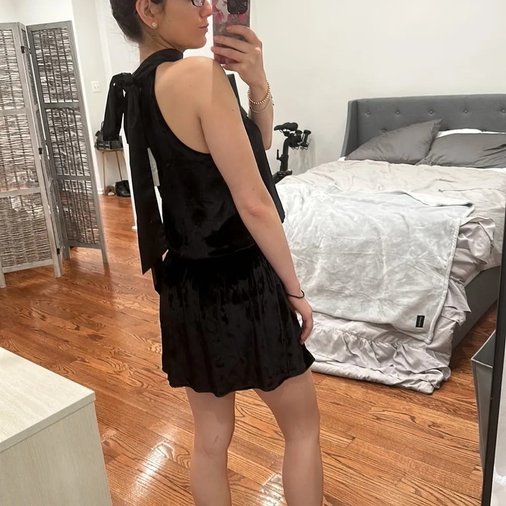 NWT Ramy Brook Black Velvet Satin High Neck Dress Small - Image 7