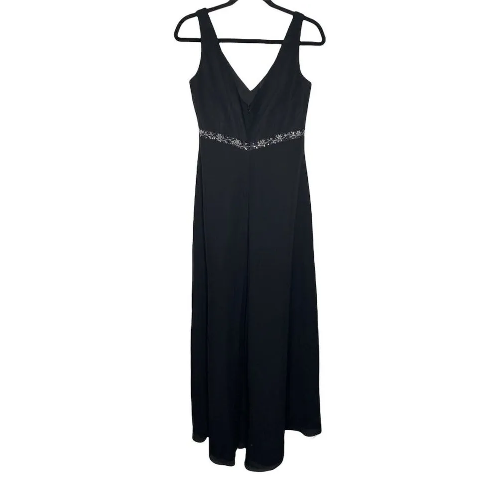 Michaelangelo Dress Size 10 NEW Maxi Beaded V Neck Black Sleeveless MSRP $148 - Image 2