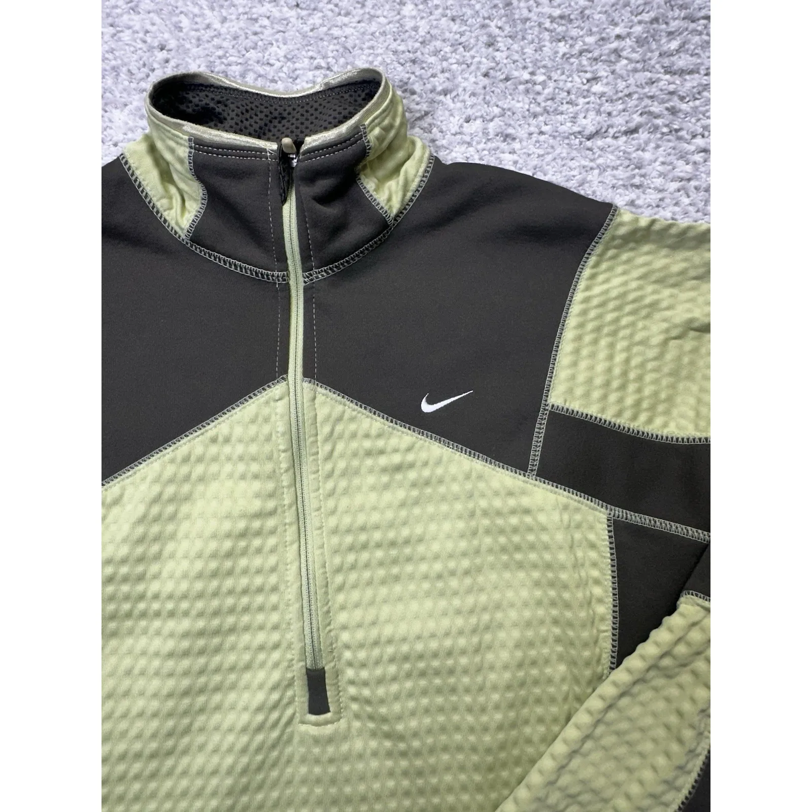 Nike Fit-Therma 1/2 Zip Pull Over Top Medium‎ Thumb Holes Green Brown EUC - Image 4