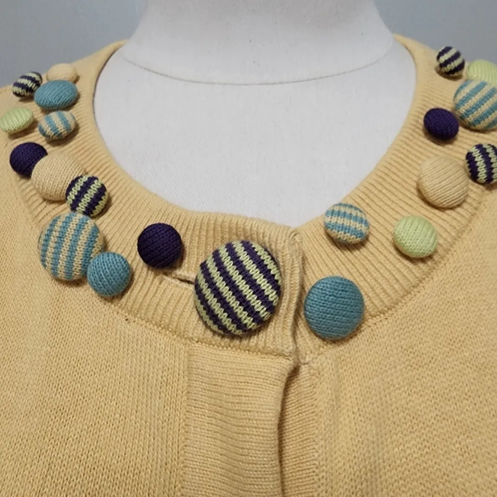 Christopher & Banks cute as a button pastel yellow flyaway cardigan size small - Image 2