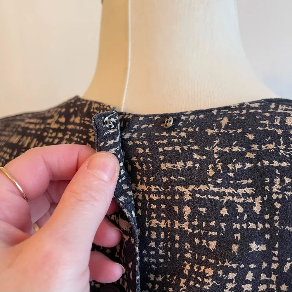 Vintage 1990s St. Gillian Kay Unger Silk & Suede Blouson Dress 10 Black & Cream - Image 7