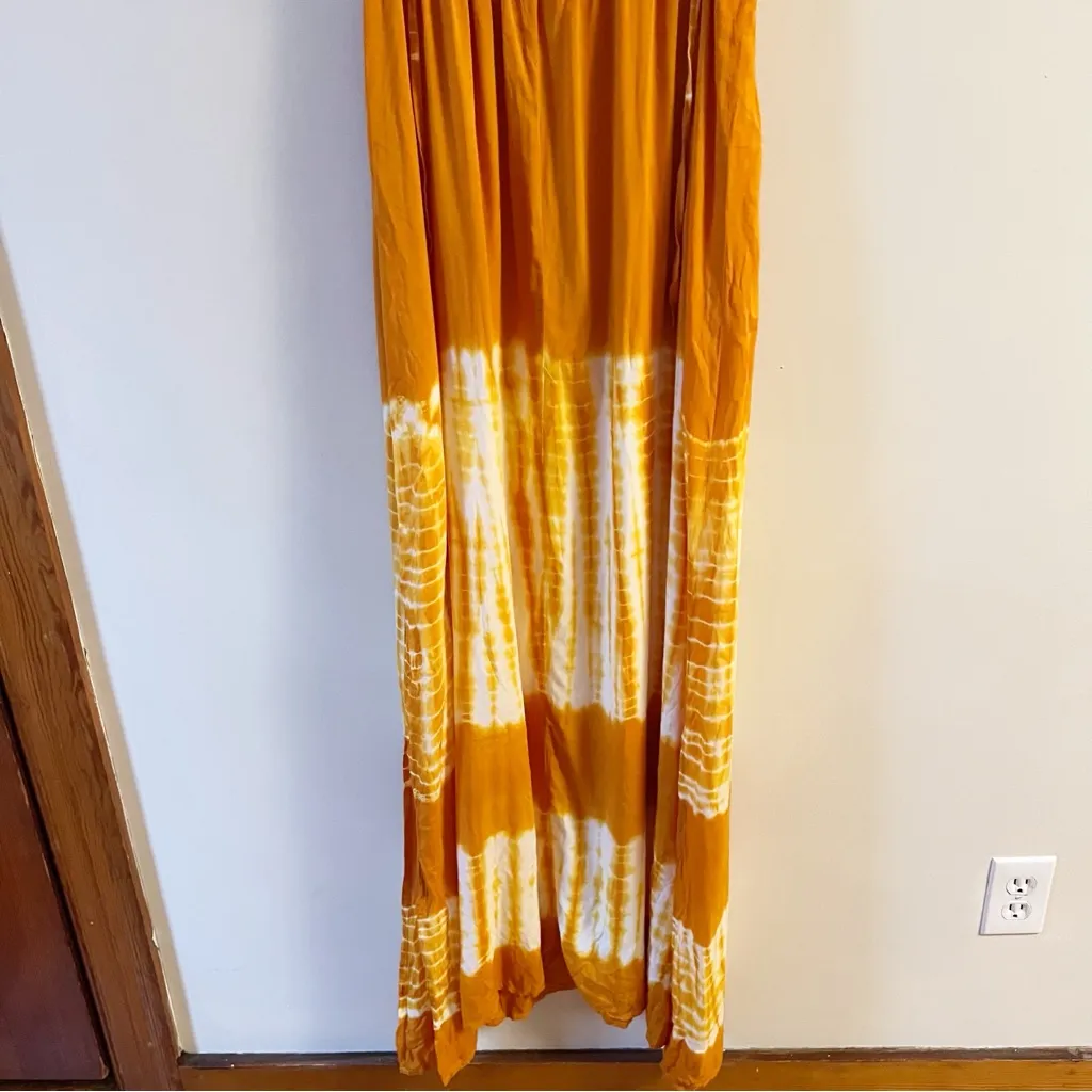 Mamzel Orange Ombre Maxi Dress NEW One Size Adjustable Tie Straps Beaded Neck - Image 8