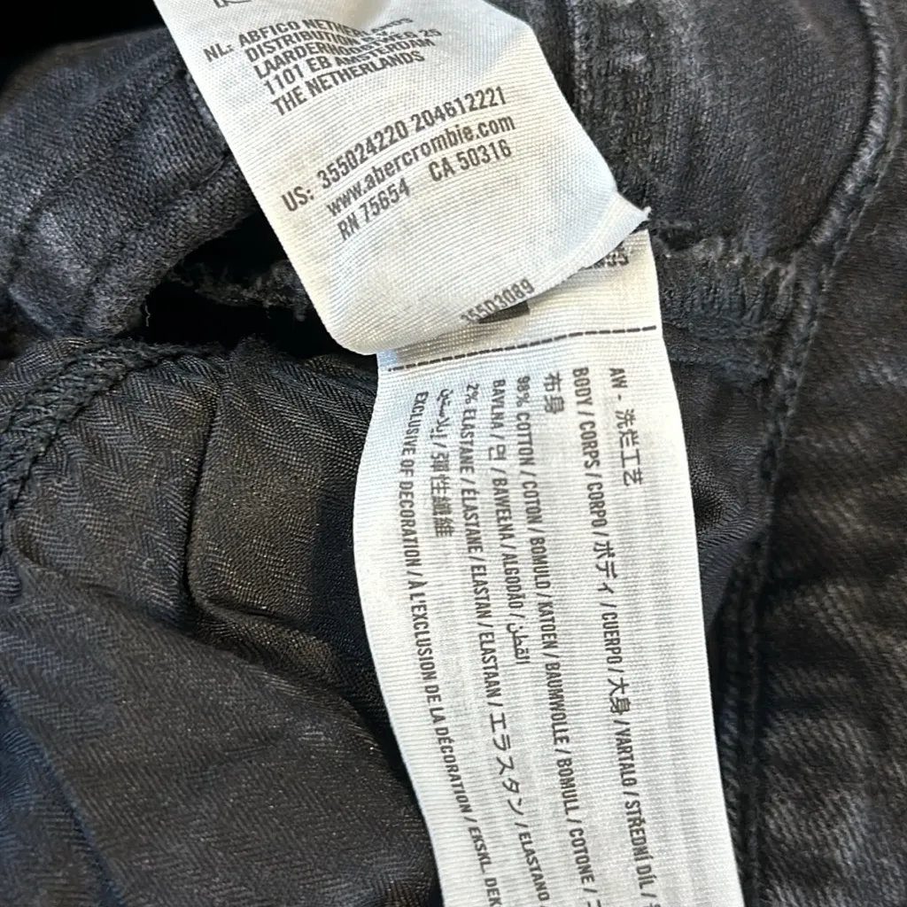 Hollister Cotton Classic Ultra High Rise Dad Jeans Distressed Black Size 3 Short - Image 9