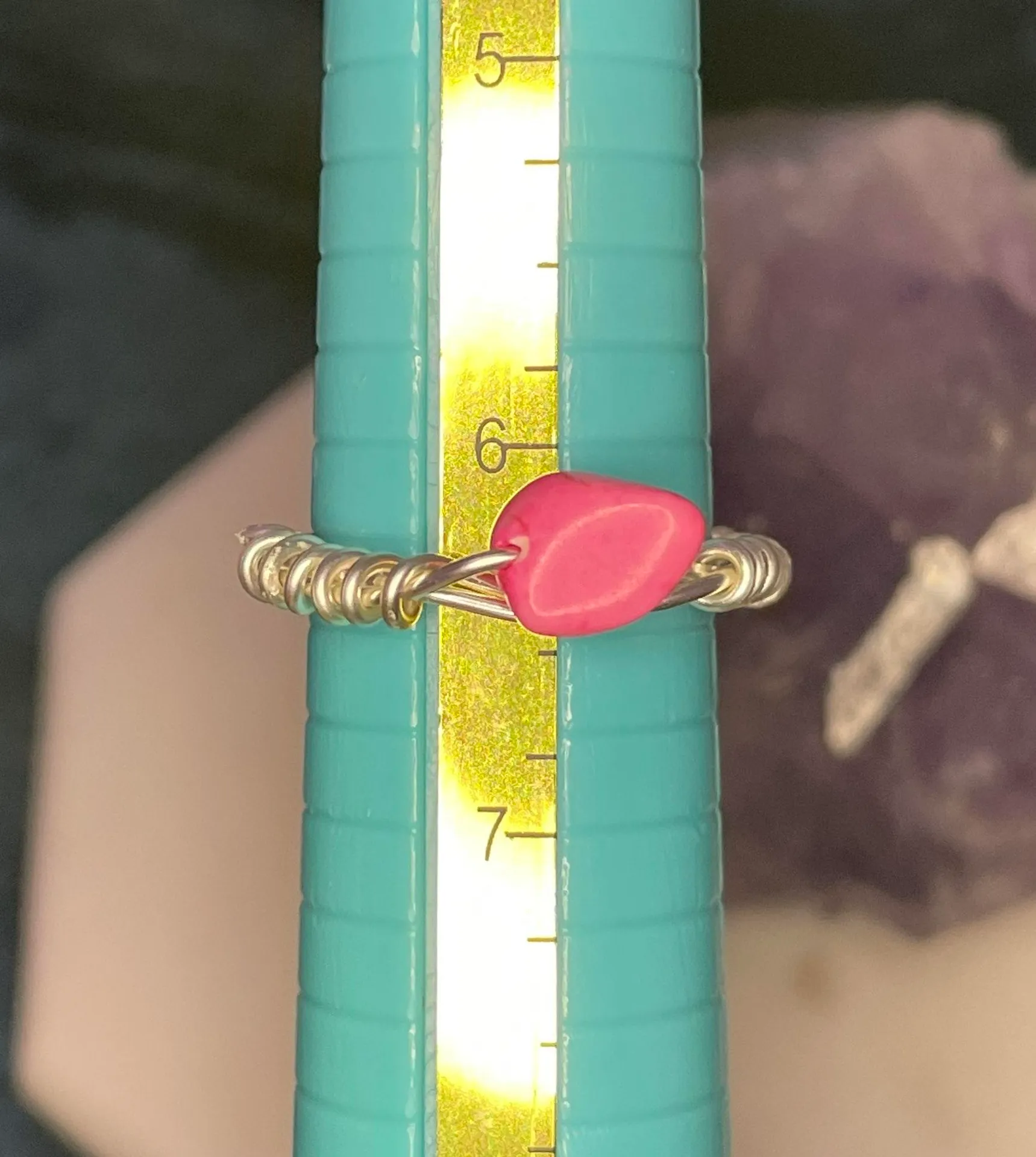 Wire Wrapped Ring Pink - Image 3