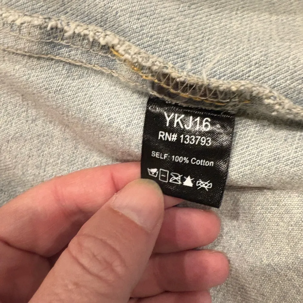 POL distressed denim jacket American flag patriotic sequence Americana S M L - Image 7