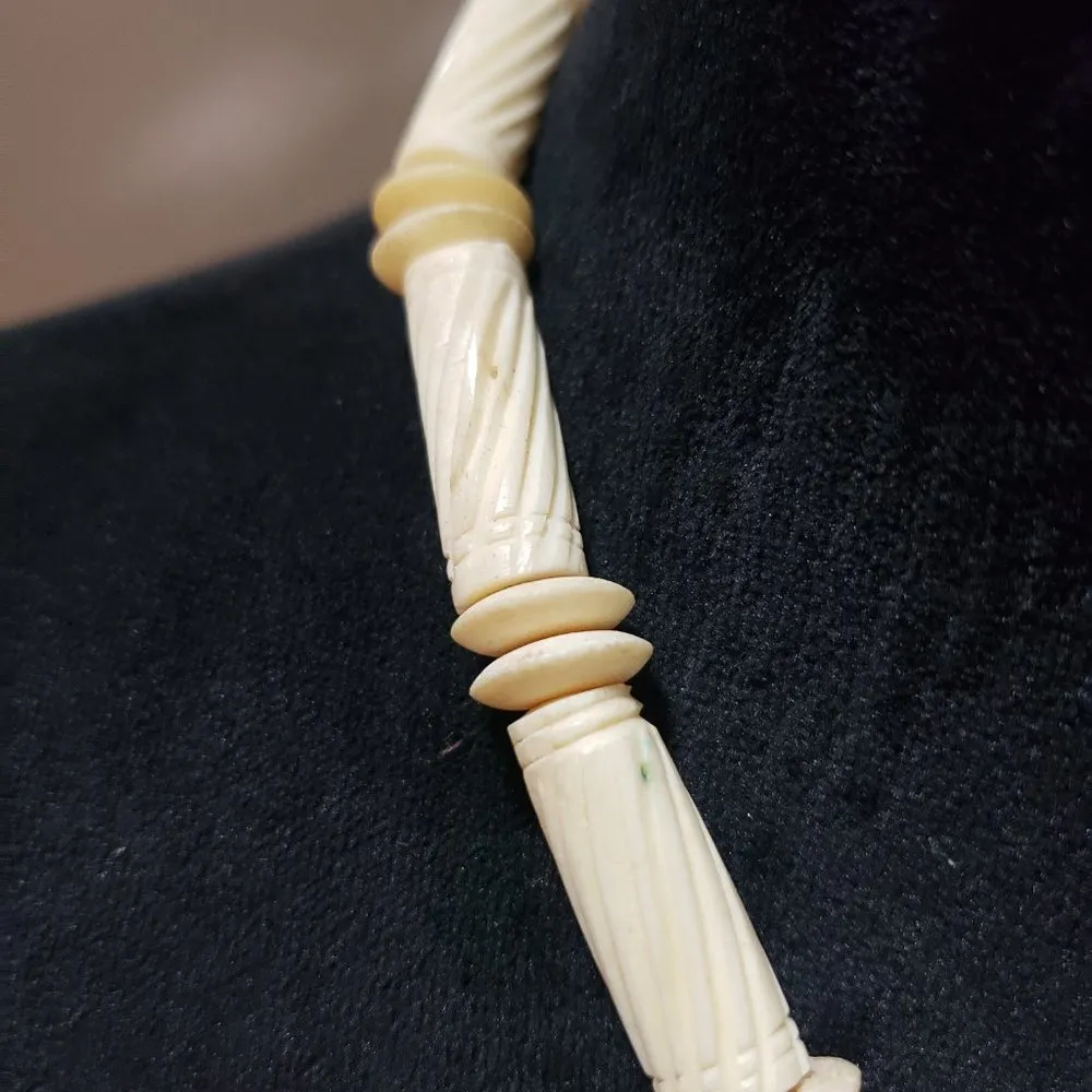 Womens Fashion Yellow Wood Shell Beaded Choker Collar Necklace with Barrel Clasp - Image 5