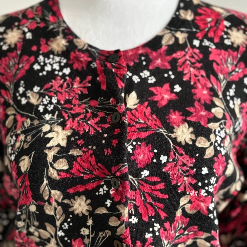 Vintage Long Sleeve Floral Cardigan Sweater Size M - Image 4