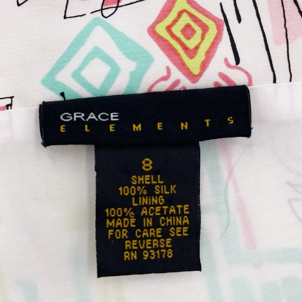 Vintage Y2K Grace Elements Silk Printed Pencil Skirt Cityscape Women's Size 8 - Image 8