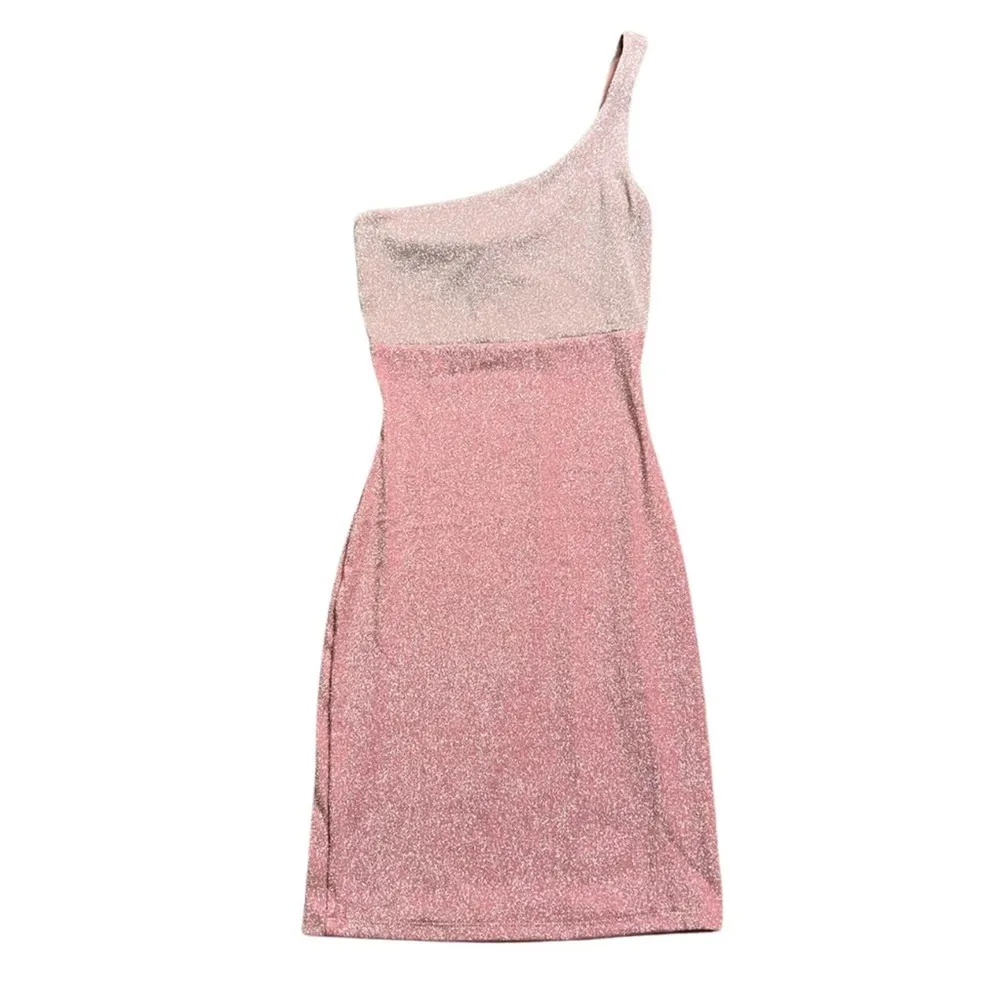 naked wardrobe Pink Sparkly One Shoulder Mini Dress Size XS - Image 2