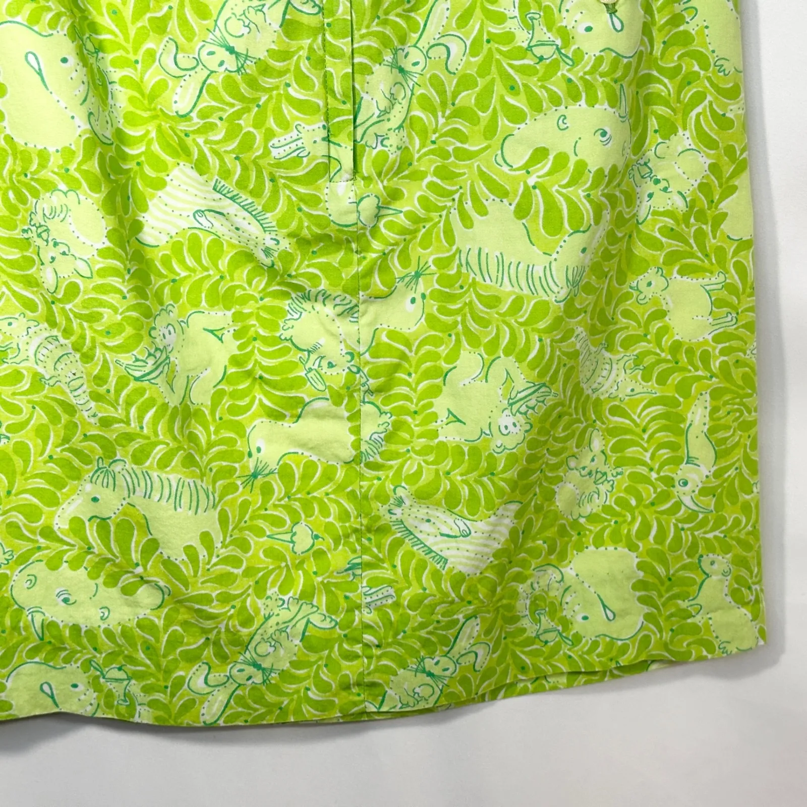 Lilly Pulitzer Size 4 Skirt VTG White‎ Label Green Animal Print Retro Cotton 464 - Image 13
