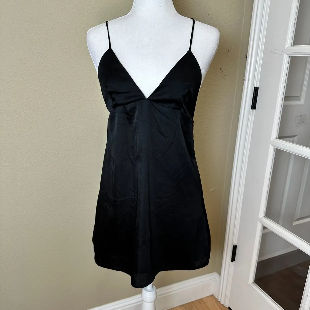 SOLARIS STYLE Classic Strappy Satiny Little Black Dress Size Small - Image 2