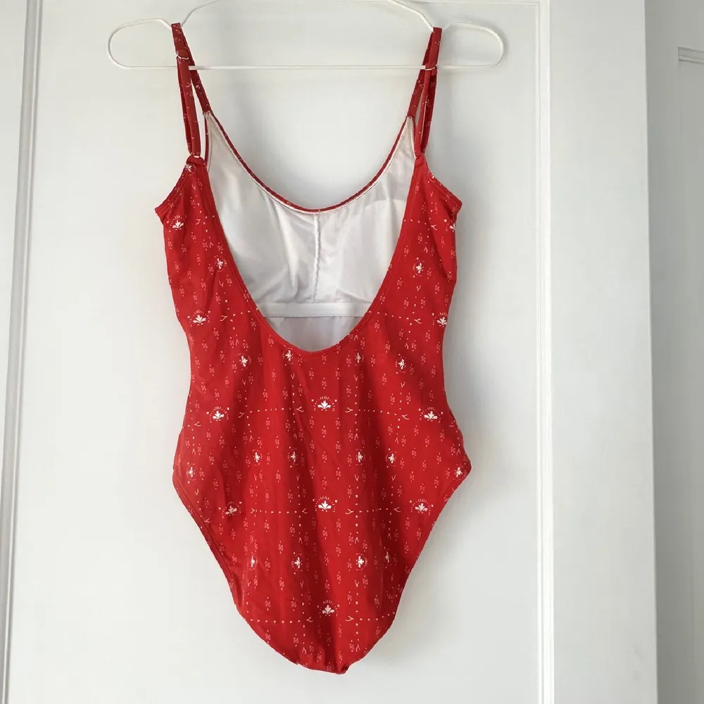 Fin & Vince‎ One Piece Swimsuit Red Patterned XS scoop printed swim women's - Image 3