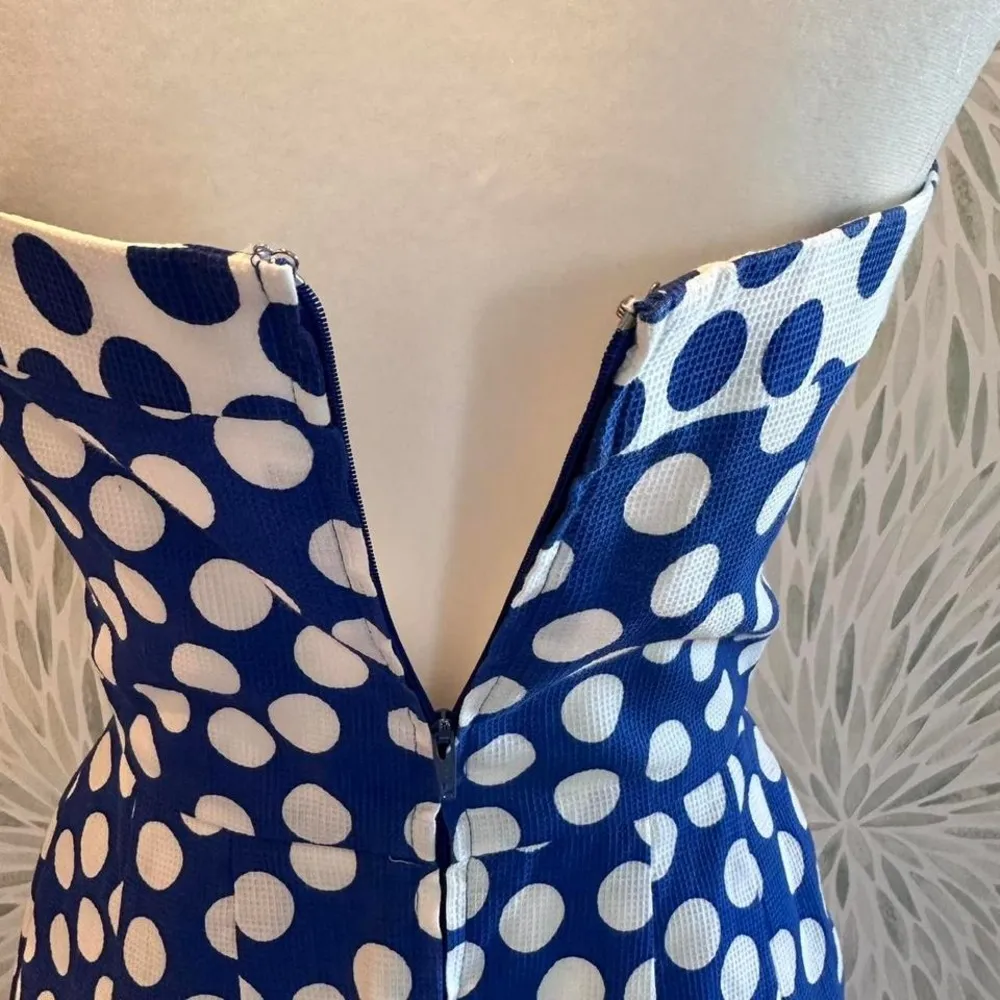 Ann Tobias Blue & White Polka Top‎ Vintage Halter Dress Sz 4 Pin Up Preppy - Image 8
