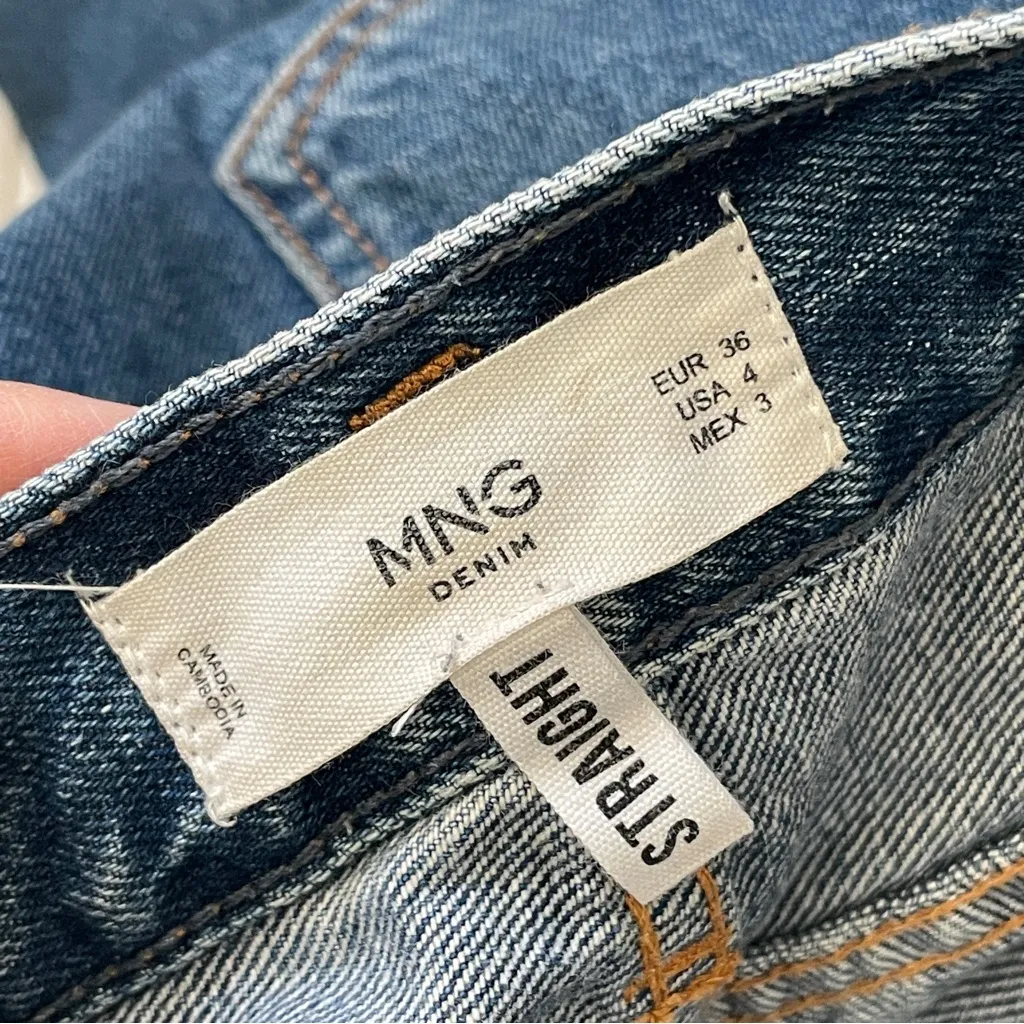Mango Seamed Jeans straight leg denim womens Blue size 4 minimalist edgy casual - Image 2
