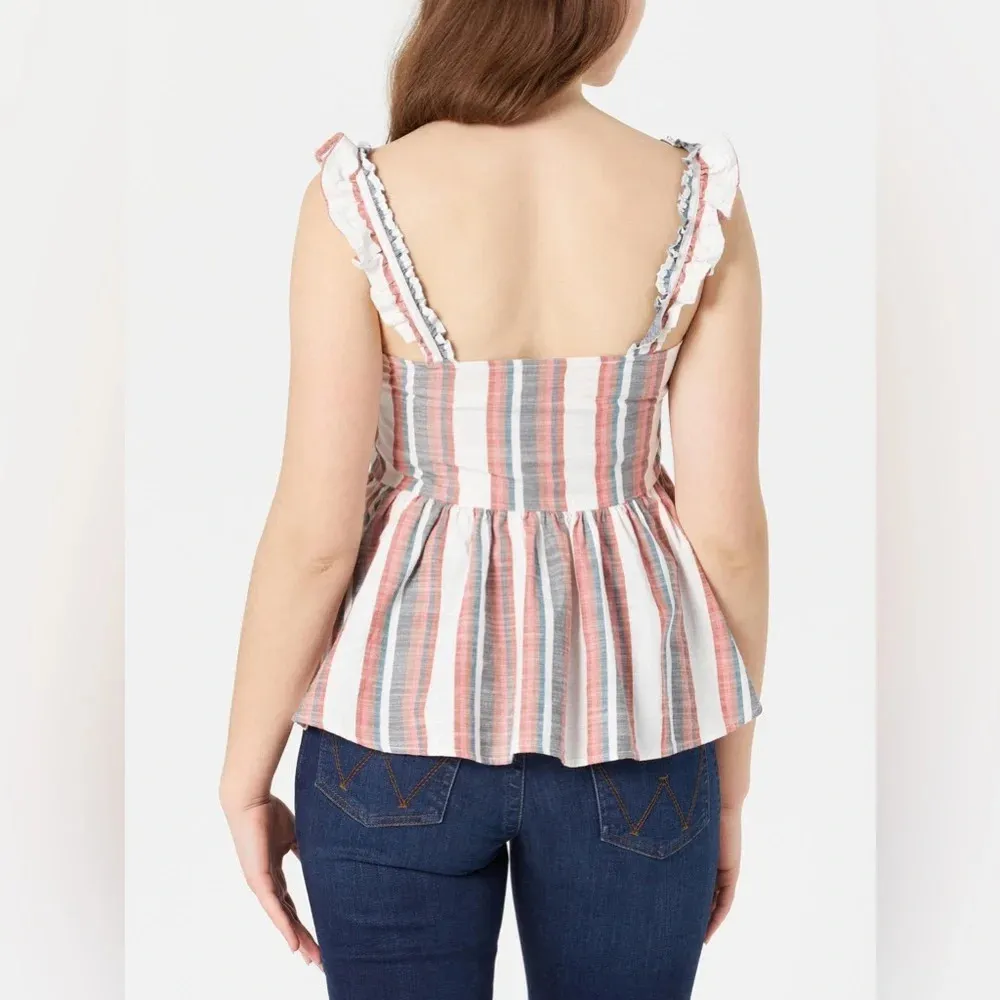 Wrangler Women's 100% Cotton Retro Punchy Peplum Tank Top Size M - Stripes - NWT - Image 2