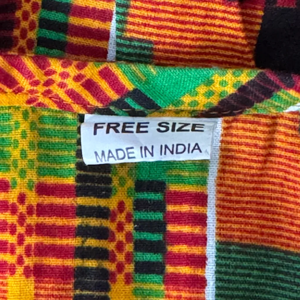 African Print Maxi Dress Free Size Boho Kaftan Style Red - Image 5