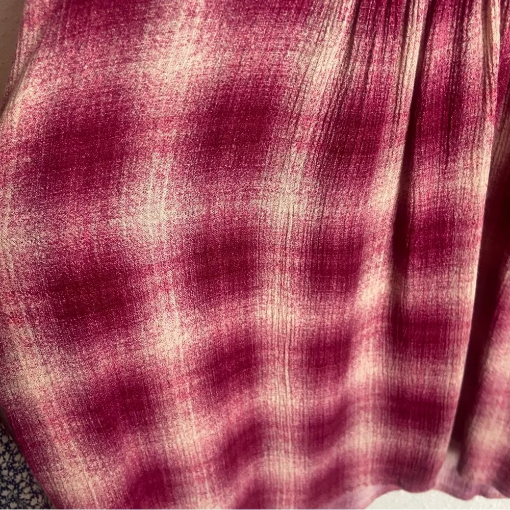 Anthropologie Maeve Shirt Size XS Peplum Pink Plaid Cavalon Boho 3/4 Sleeve - Image 8