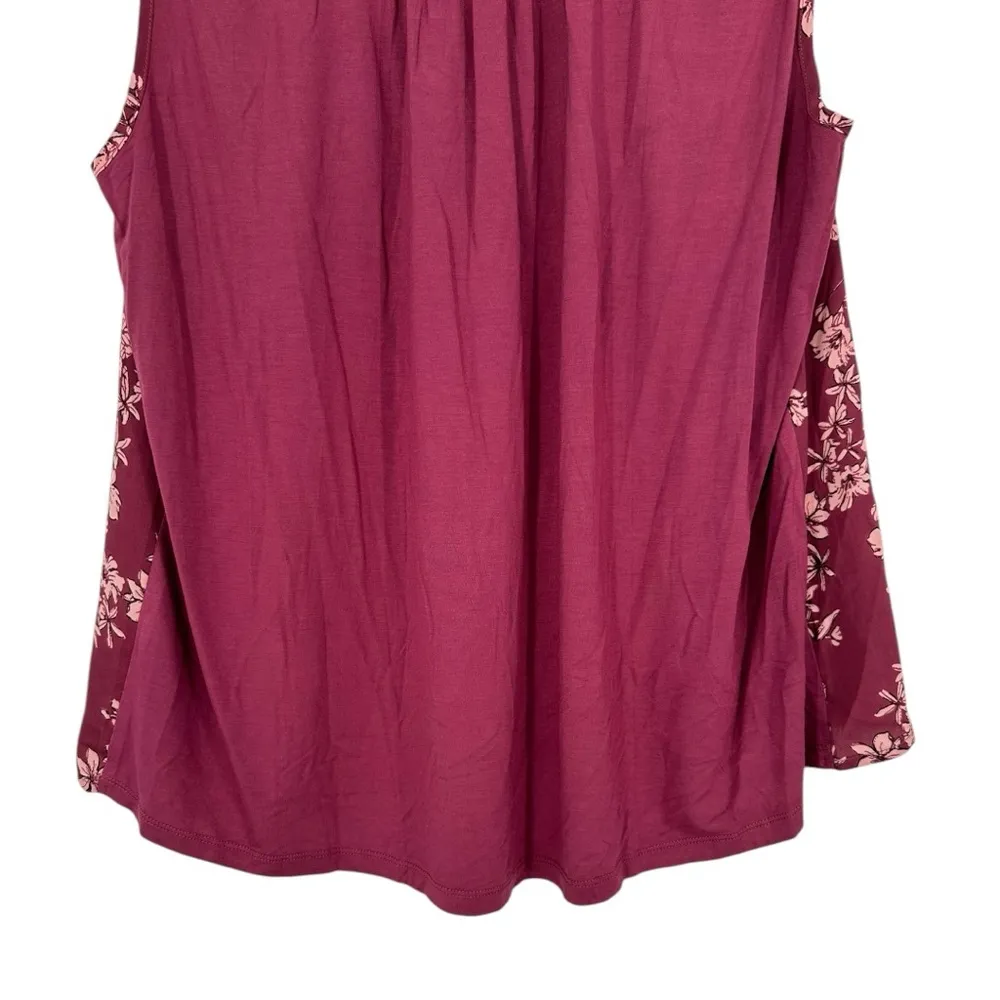 41 Hawthorn Orlee Mixed Material Dark Pink Floral Sleeveless Top size XXL NWT - Image 8