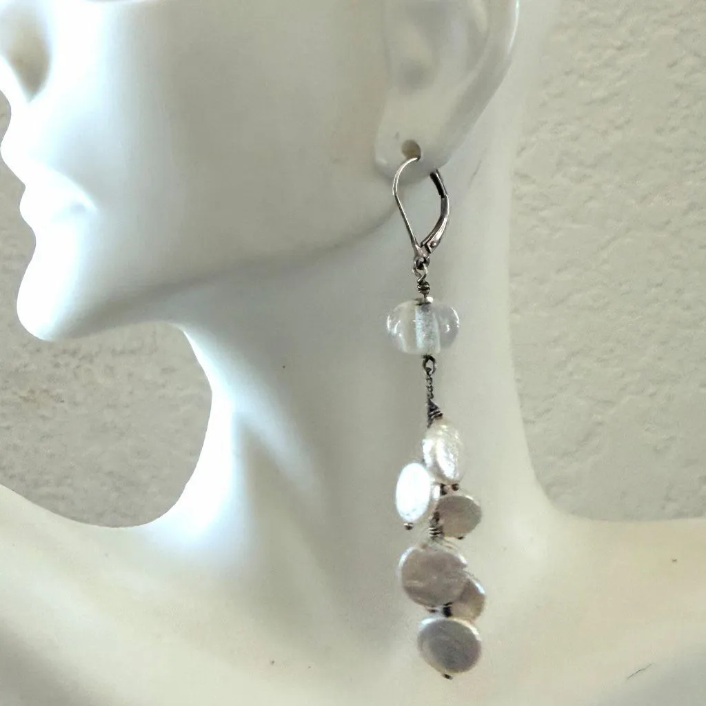 Sterling Silver & Freshwater Pearl Dangle Earrings - Image 6