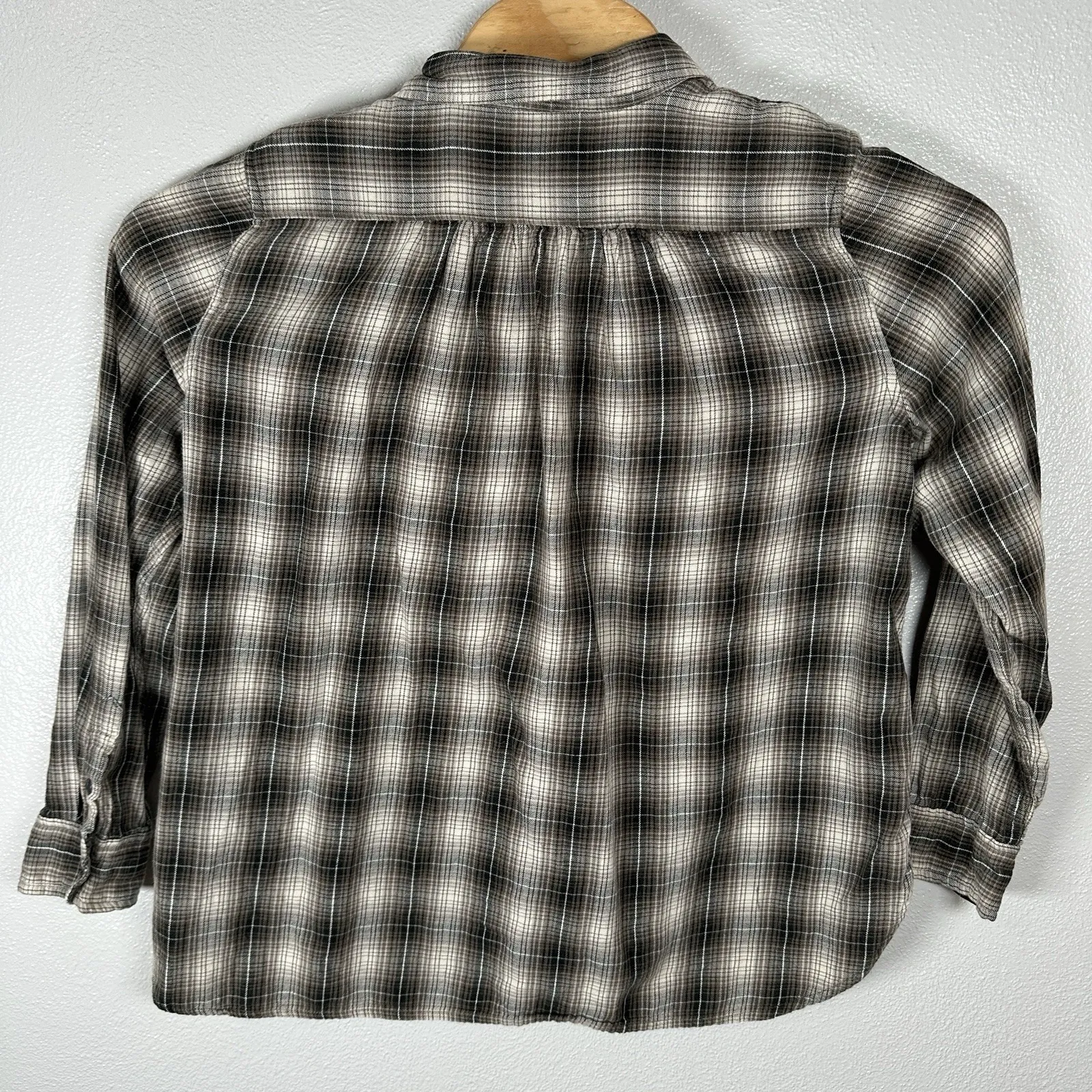 Denim & Supply Ralph Lauren Flannel Shirt Womens Large Brown Plaid RL Utility - Image 4