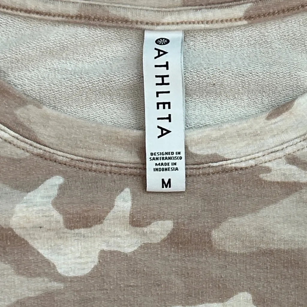 Athleta Studio to Street Camo Sweatshirt‎  Pullover Beige  Size Medium Yoga - Image 2