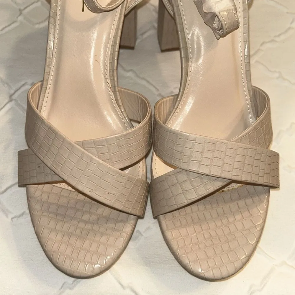 Lulu’s Light Nude Crocodile-Embossed Ankle Strap Heels(Size 11) - Image 8
