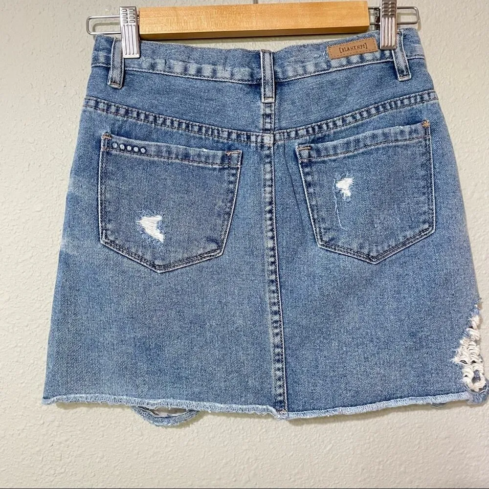 Blank NYC Zippered Front Distressed Denim Mini Skirt Jean Womens 24 Festival Zip - Image 3
