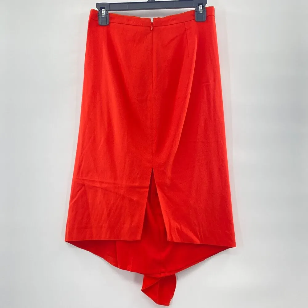 Reiss Womens Dita Waterfall Front Mandarin Bold Orange Draped Crepe Skirt Sz 6 - Image 6
