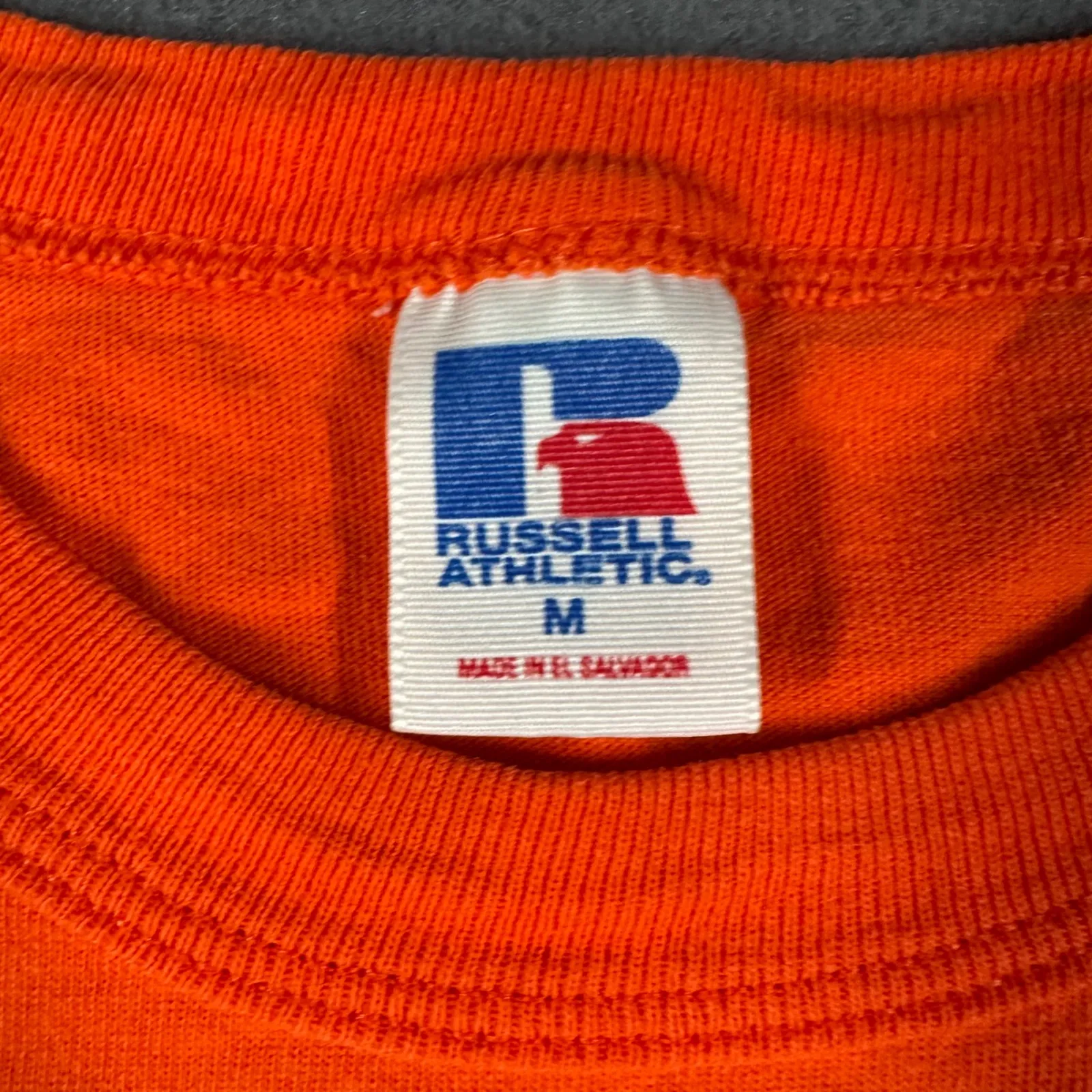 Vtg Auburn Tigers Football T Shirt Medium Russell Athletic Orange NCAA Short Slv - Image 5