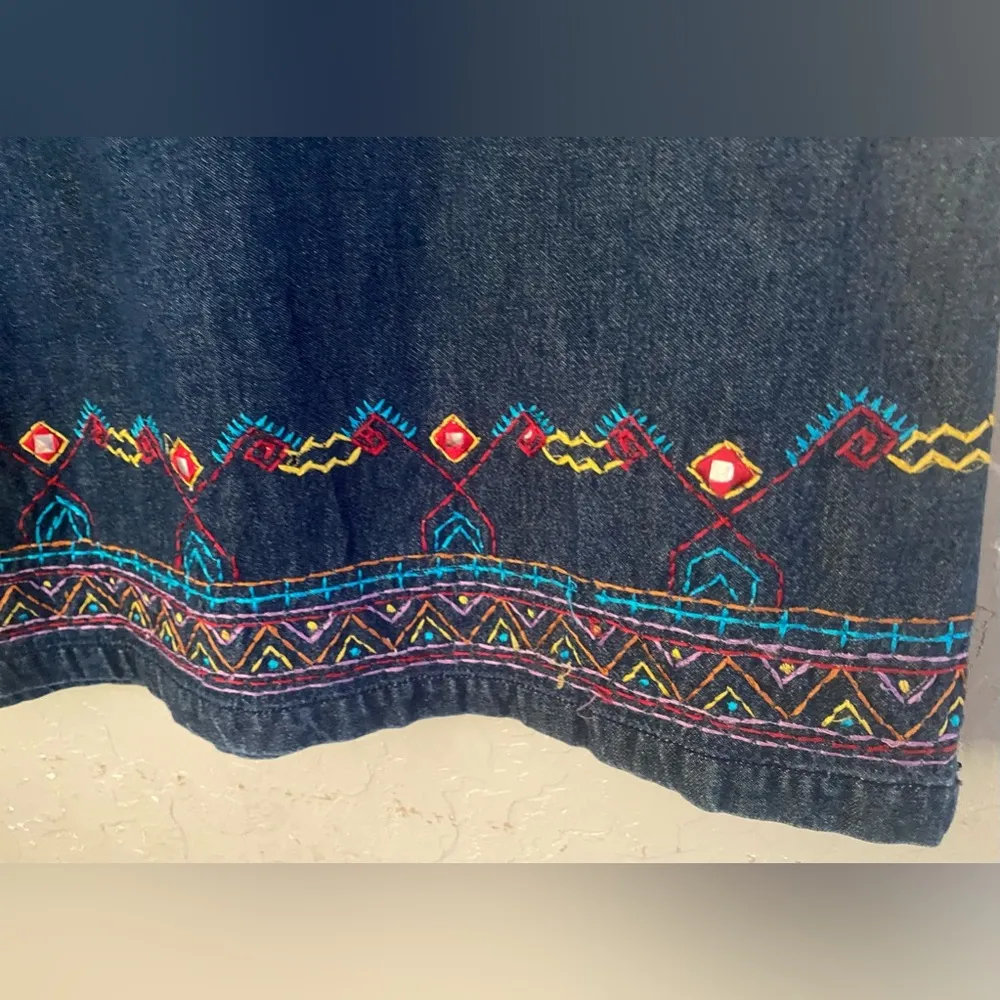 Bleu Bayoo Women's Dress Sz S Denim Comfy Patio Dress Embroidered Blue - Image 8