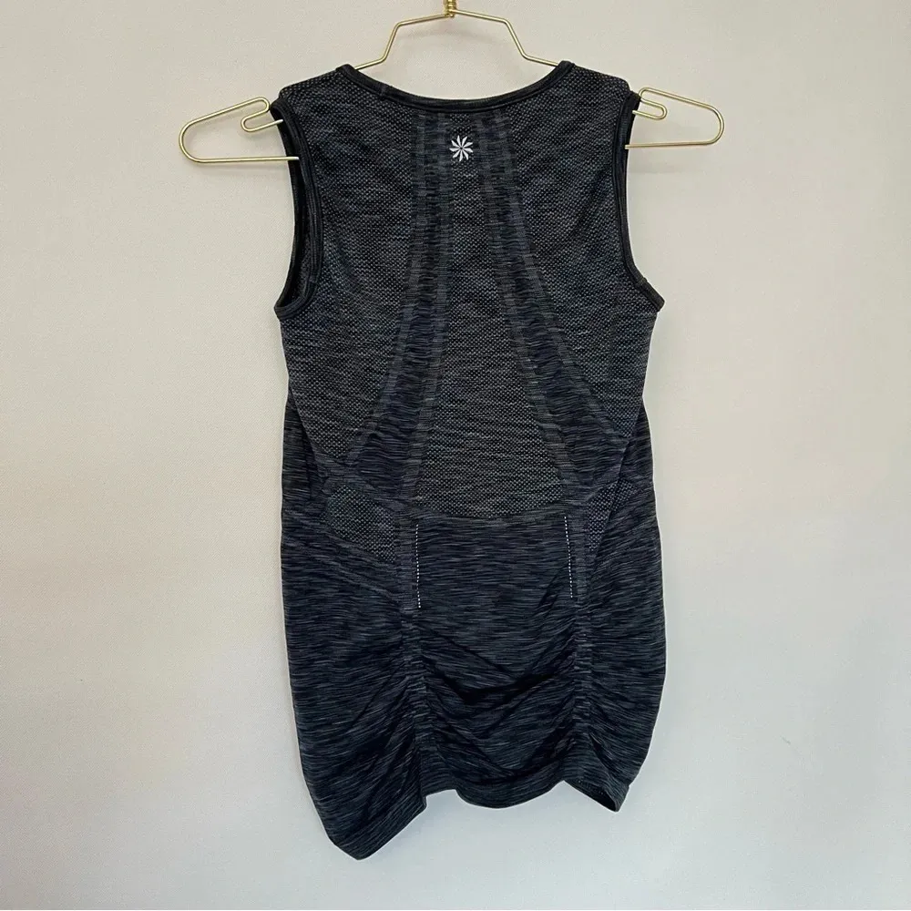 Athleta Fastest Track Size XS Black Space Dye Ruched Muscle Tank Seamless Top - Image 3