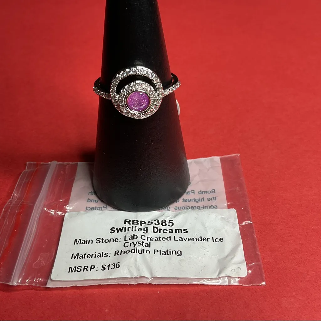 Bomb Party RBP5385 “Swirling Dreams” LC Ice Crystal on Rhodium Size 10 Ring NWT Silver - Image 4