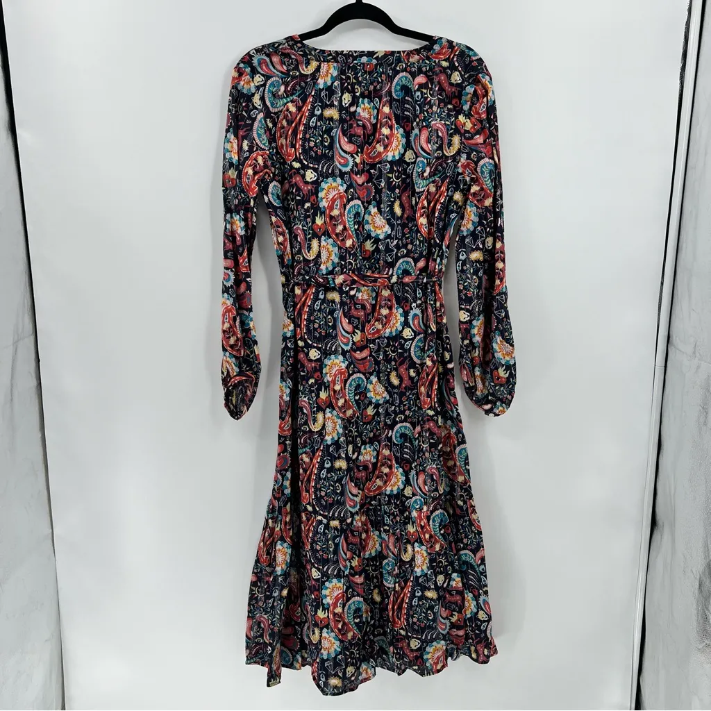 LOFT Shimmer Paisley Tie Neck Midi Dress size Medium NWT - Image 10
