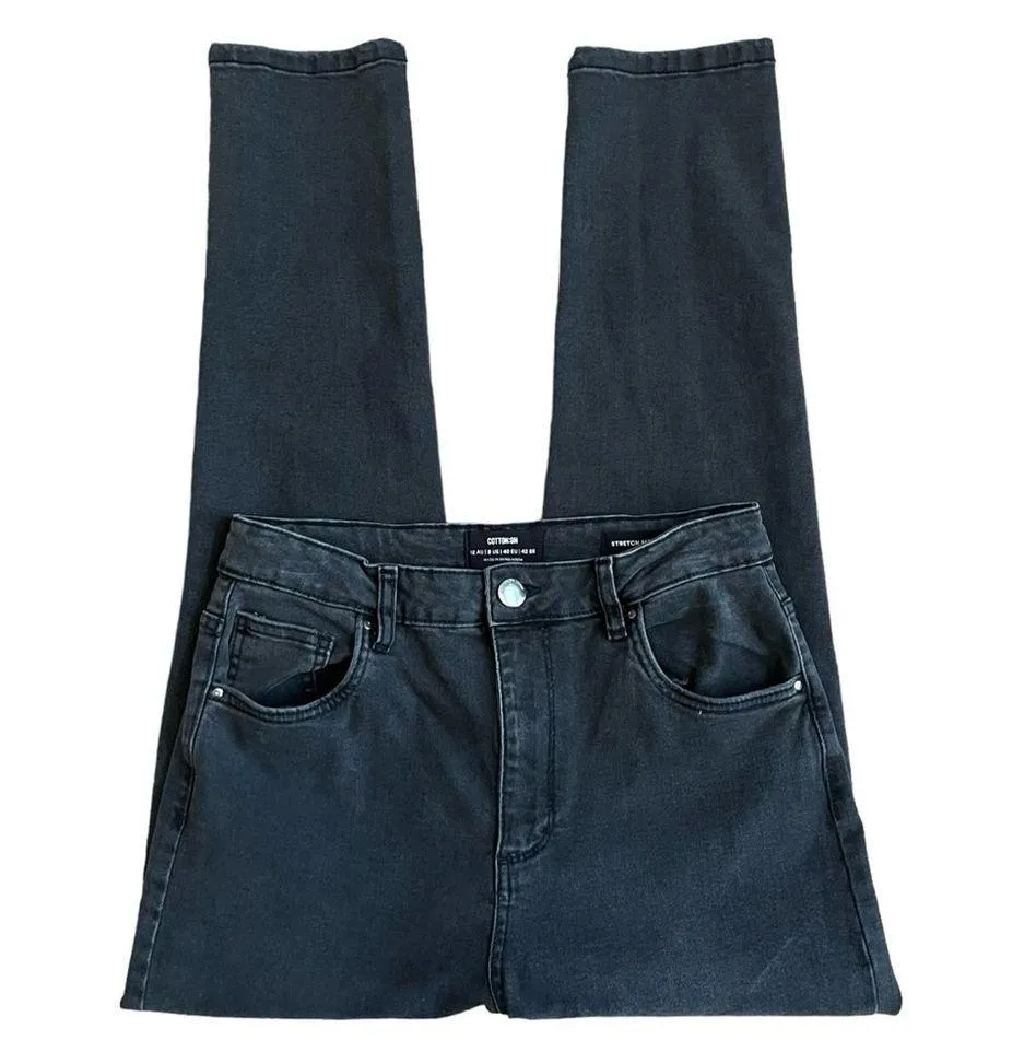 Cotton On Stretch Mom Jeans High Rise Distressed Black Skinny Leg Women’s Size 8 - Image 3