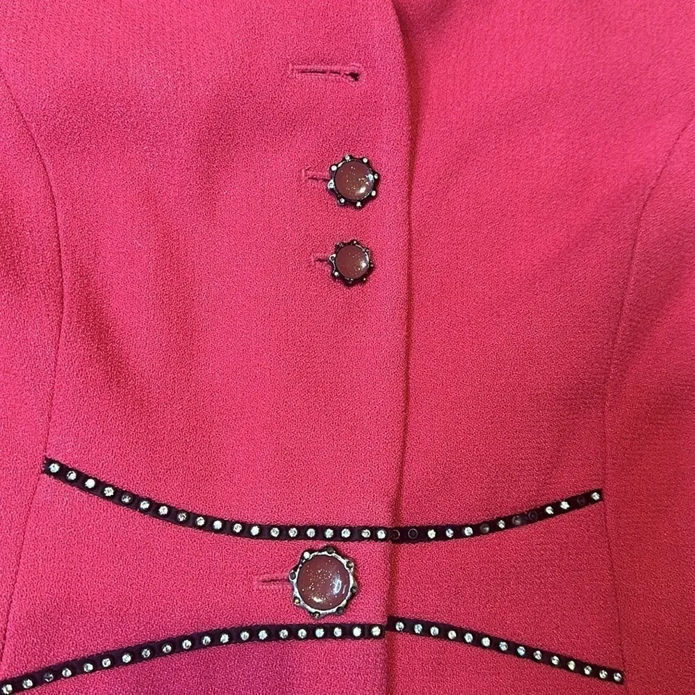 Feng Shui Embellished Rhinestone Barbie Pink Blazer Shoulder Pads 42 Glitter Y2K - Image 7