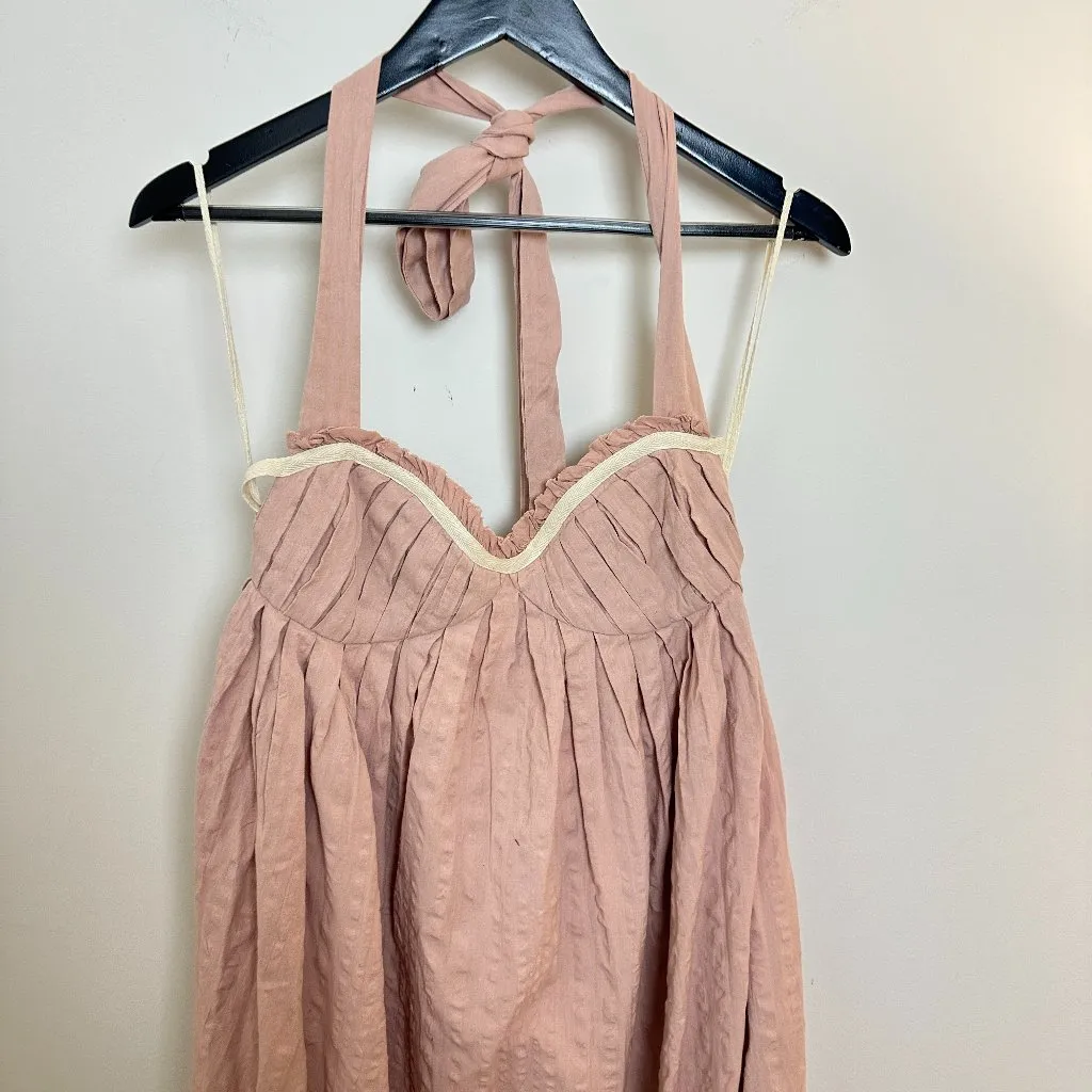 FREE PEOPLE Poppy Cotton Seersucker Midi Dress in Sweet Nothings Size X-Small - Image 4