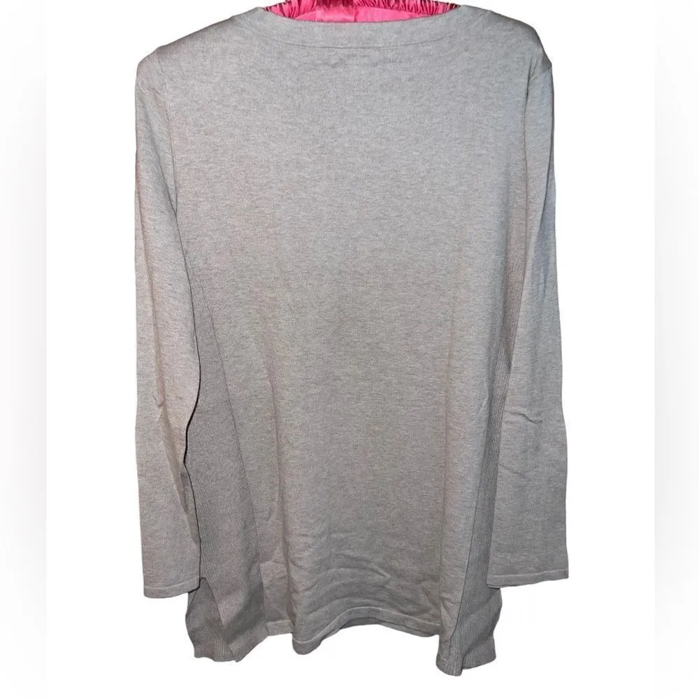 Style & Co. oatmeal long sleeved tie front tunic sweater medium - Image 3