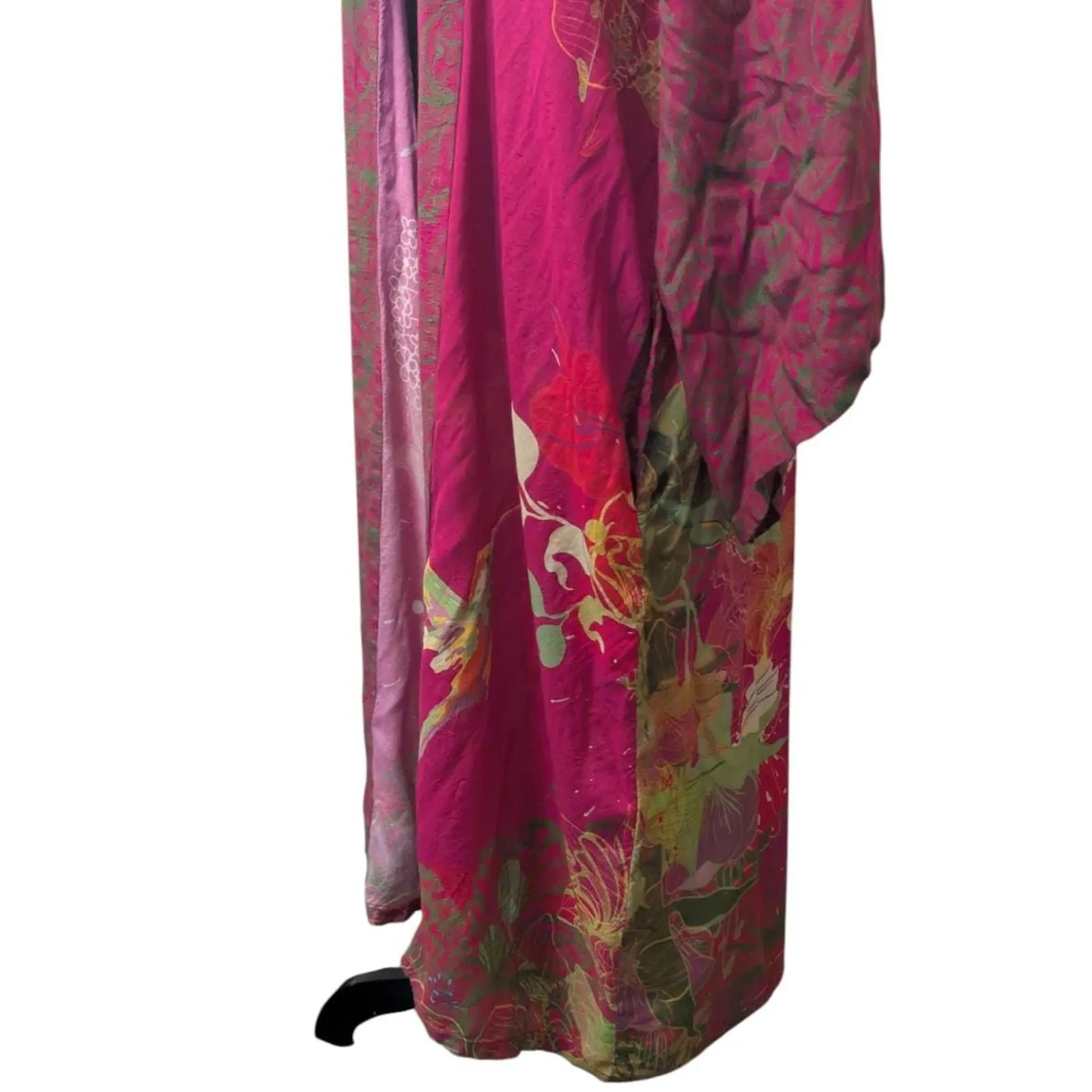 Powder Design Maxi Kimono Gown Hummingbird Floral Print Modal Viscose Boho Glam Pink Size L - Image 4