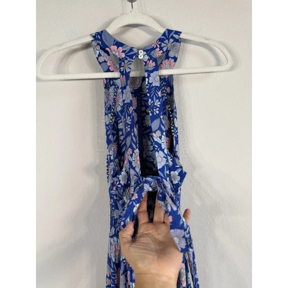 Abel the Label Blue Bell Cottage Floral Maxi Halter Backless Tie Back Dress Sz M - Image 11