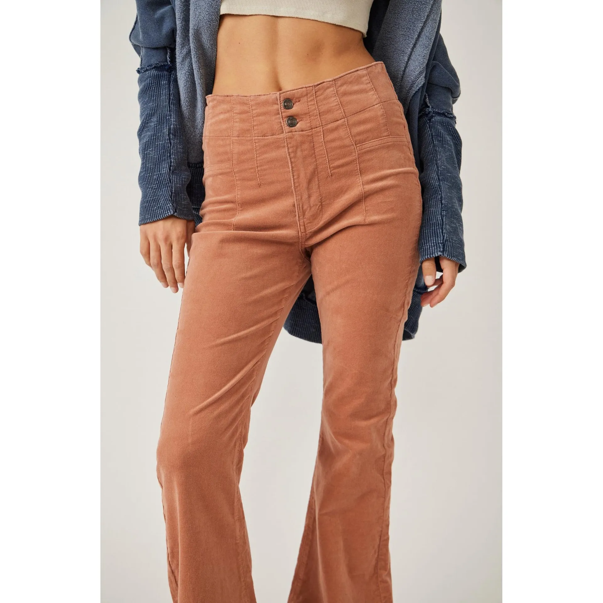 WE THE‎ FREE Women's Sunburn Retro High Waist Jayde Corduroy Flare Jeans Size 32 - Image 6