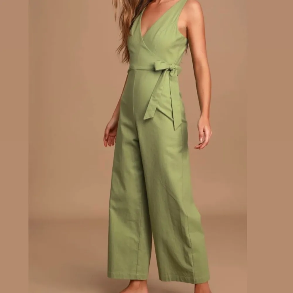 Wrap Sage Green Sleeveless Wide-Leg Jumpsuit NWT - Image 2
