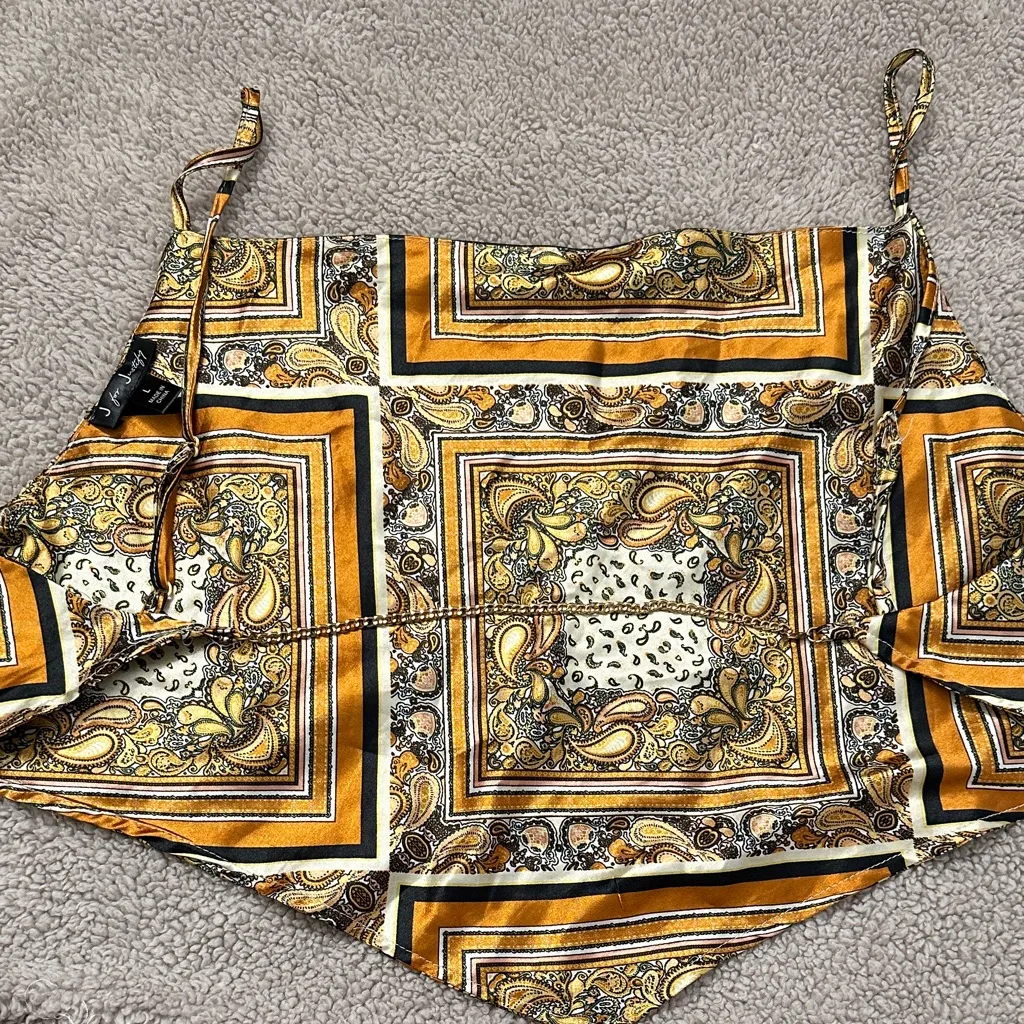 Elegant Gold and Brown Women's handkerchief Top - Image 2